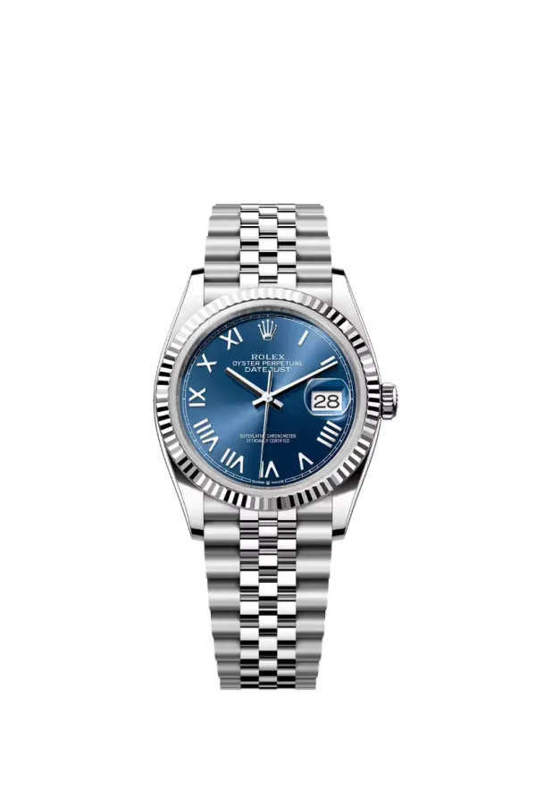 Bright Blue Roman Fluted Bezel 36MM Jubilee