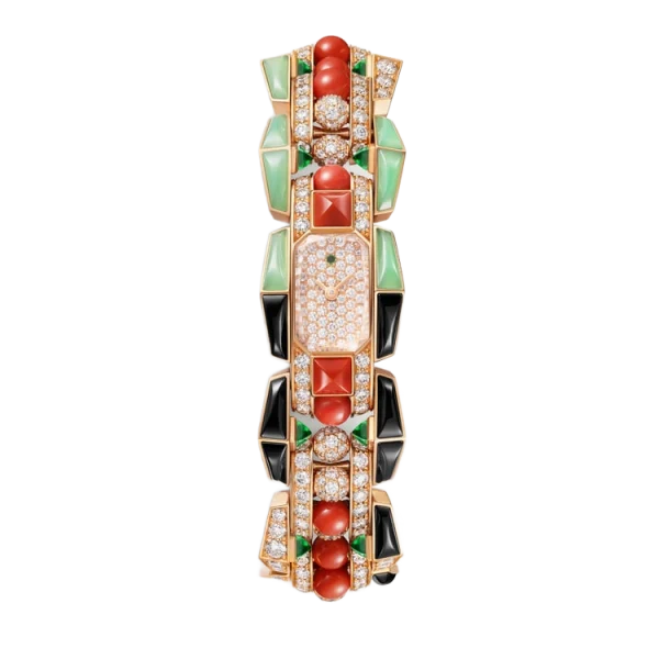 18K Rose Gold Diamonds, Spinels & Coral Small Model