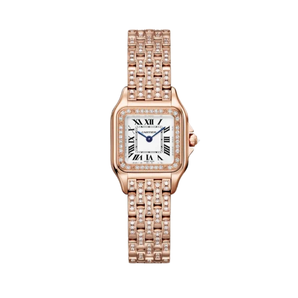 18K Rose Gold Semi-Set Diamond Silvered Dial Small Model