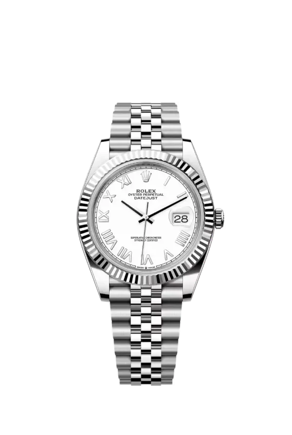 White Roman Fluted Bezel 41MM Jubilee