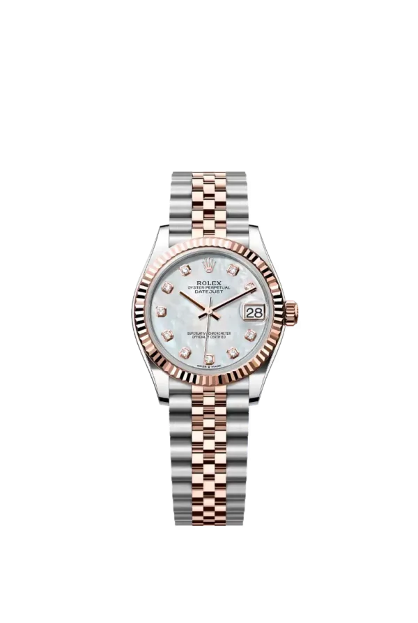 Mother-Of-Pearl Diamond Fluted Bezel 31MM Jubilee Everose Rolesor