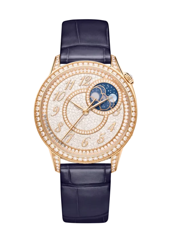Moon Phase Jewellery 37MM Pink Gold Fully Pavé