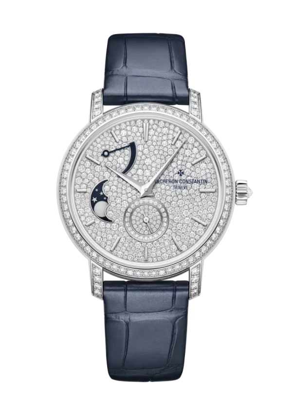 Moon Phase 37.5MM White Gold Diamond Snow Set