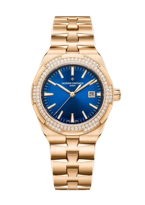 Self-Winding 35MM Pink Gold Blue Dial Diamond Set