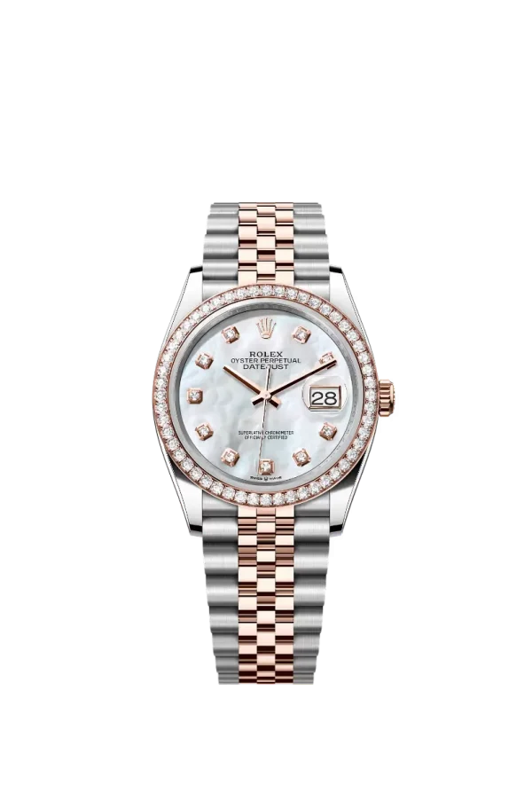 Everose Rolesor 36MM Mother-Of-Pearl Diamond Benzel
