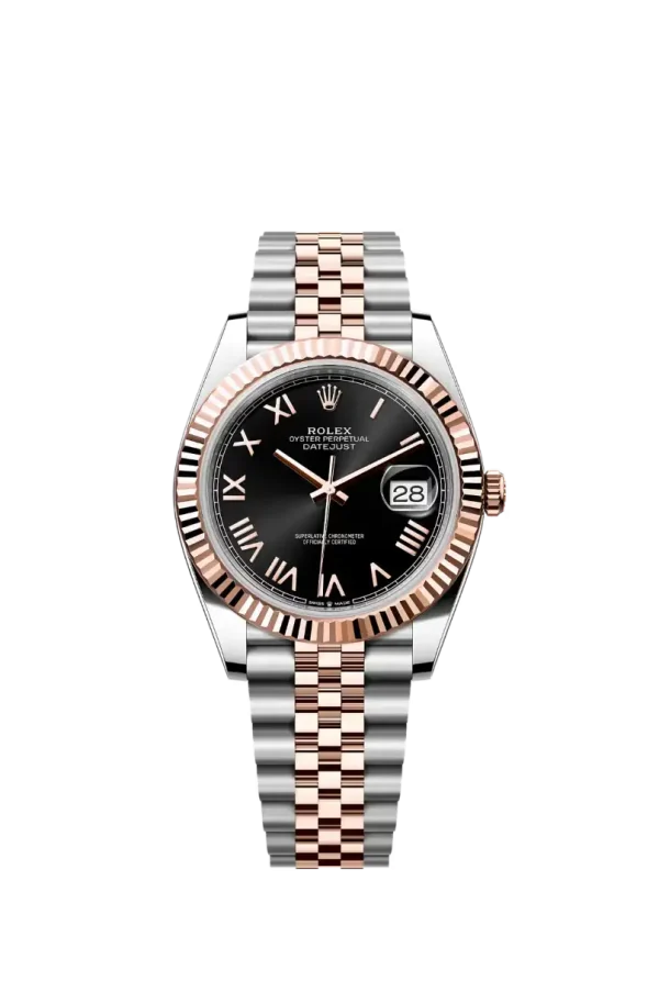 Bright Black Roman Fluted Bezel 41MM Jubilee