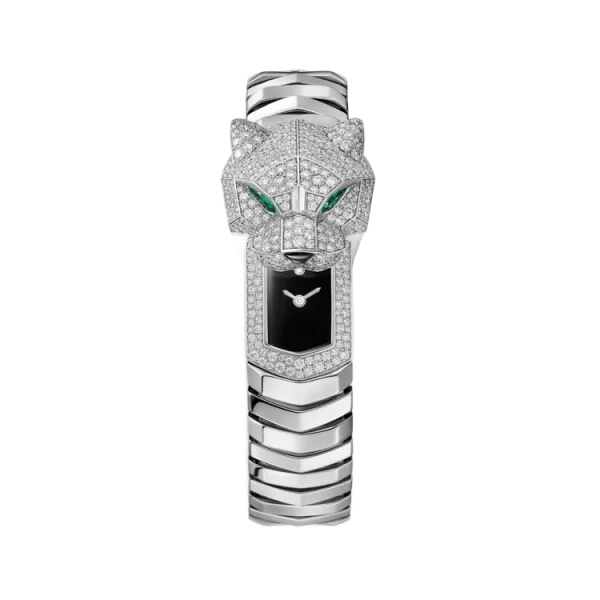 18K White Gold Diamonds & Emerald Panthère Head