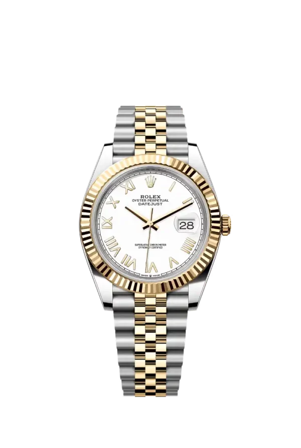 White Roman Fluted Bezel 41MM Jubilee