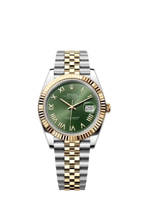 Olive Green Roman Fluted Bezel 41MM Jubilee