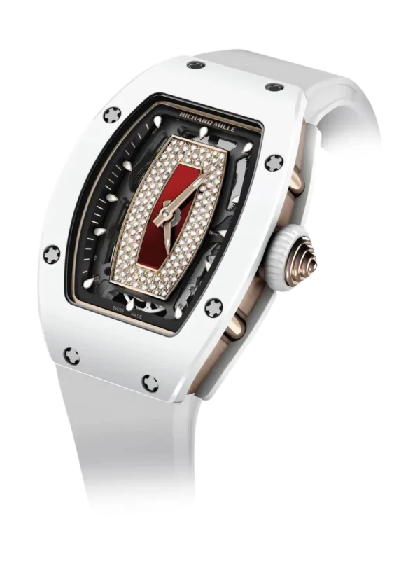 Automatic White Ceramic Red Dial