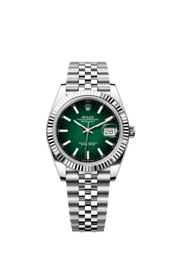 Green Ombré Diamond Fluted Bezel 41MM Jubilee