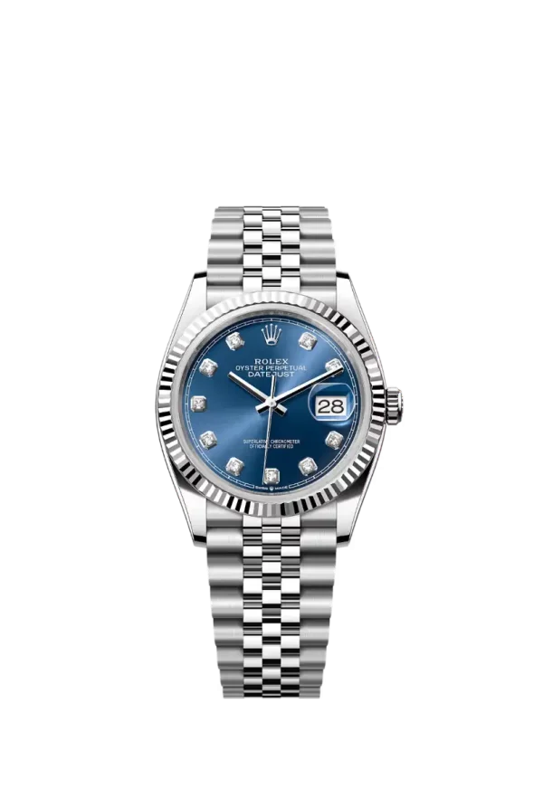 Bright Blue Diamond Fluted Bezel 36MM Jubilee