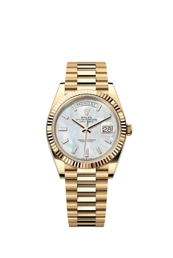 White Mop Baguette Diamond 40MM