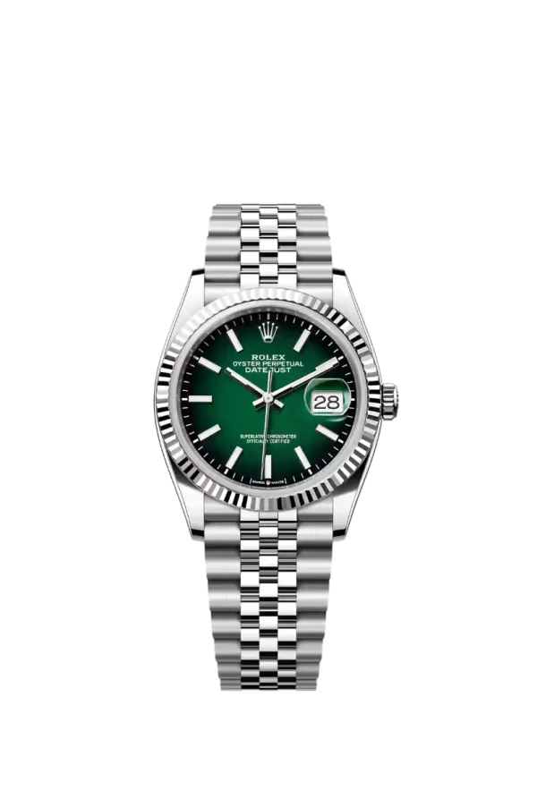 Green Ombre Index Fluted Bezel 36MM Jubilee