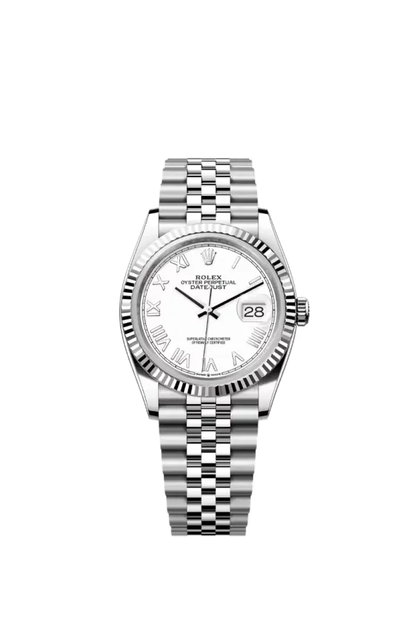 White Roman Fluted Bezel 36MM Jubilee