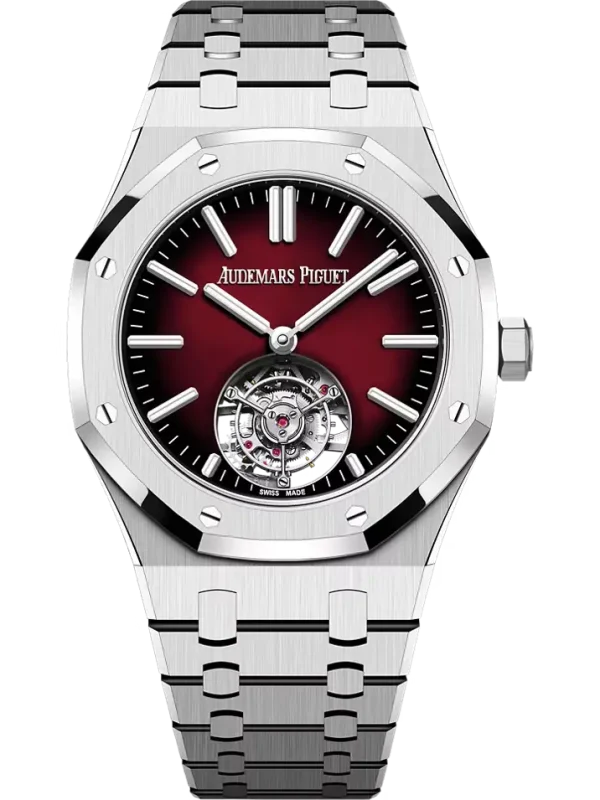 Oak Flying Tourbillon Stainless Steel Smoked Burgundy 41MM