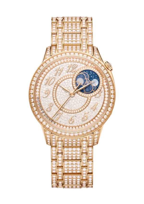 Moon Phase Jewellery 37MM Pink Gold Fully Pavé