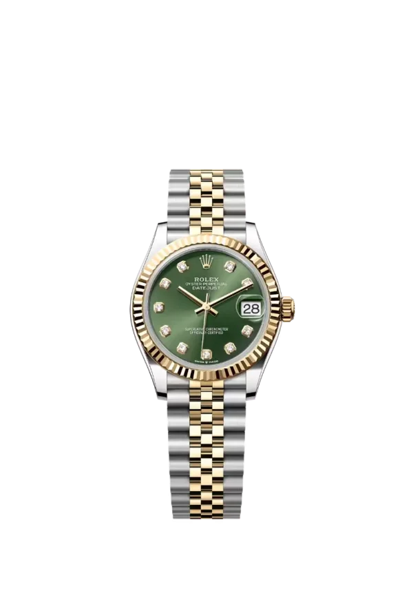 Olive Green Diamond Fluted Bezel 31MM Jubilee