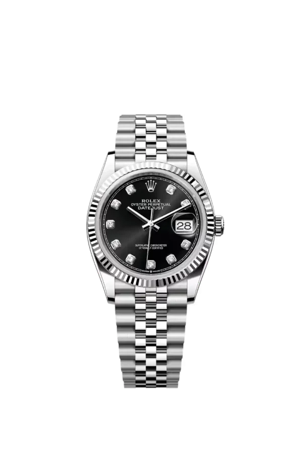 Bright Black Diamond Fluted Bezel 36MM Jubilee