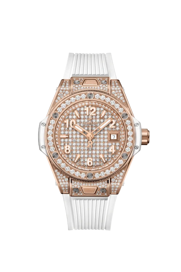 One Click King Gold White Full Pavé 33MM