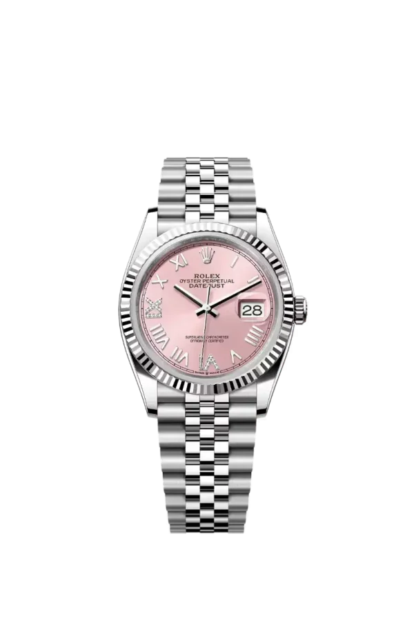 Pink Roman Vi & IX Diamond Fluted Bezel 36MM Jubilee