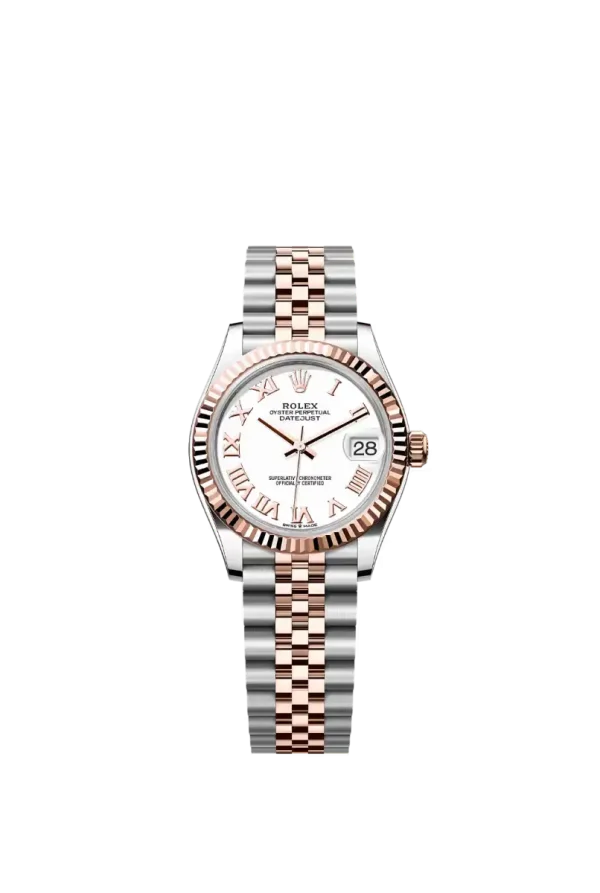 White Roman Fluted Bezel 31MM Jubilee Everose Rolesor