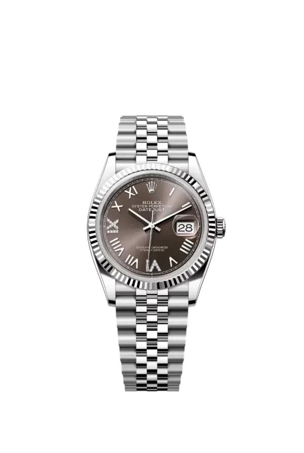 Dark Grey Roman Vi & IX Diamond Fluted Bezel 36MM Jubilee