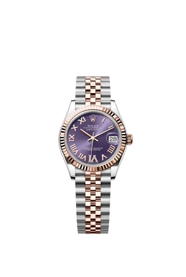 Aubergine Roman Diamond Fluted Bezel 31MM Jubilee Everose Rolesor