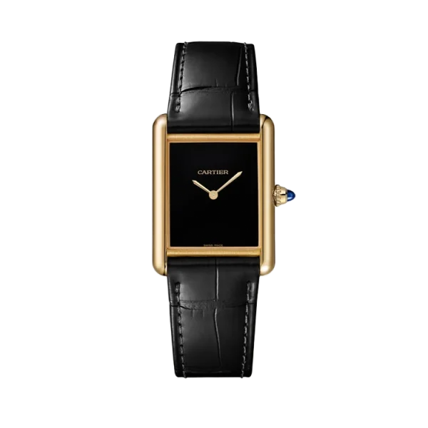 Tank Louis 18K Yellow Gold Black Lacquered Dial Size Large