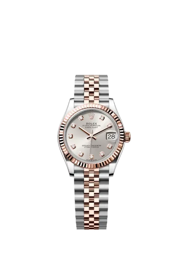 Silver Diamond Fluted Bezel 31MM Jubilee Everose Rolesor
