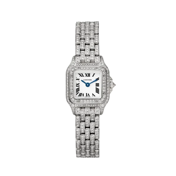 18K White Gold Full Diamond Set Silver Dial Mini Model
