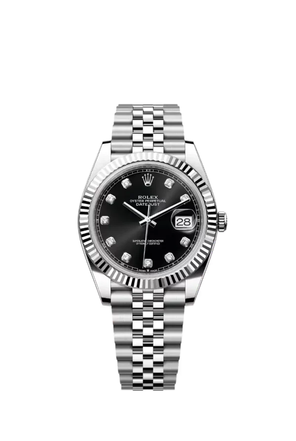 Bright Black Diamond Fluted Bezel 41MM Jubilee