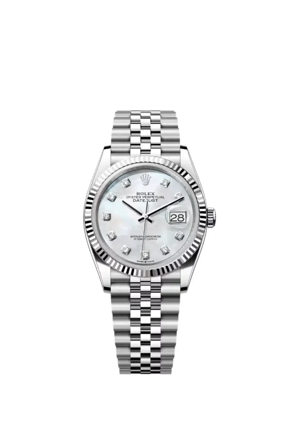 White Mop Diamond Fluted Bezel 36MM Jubilee